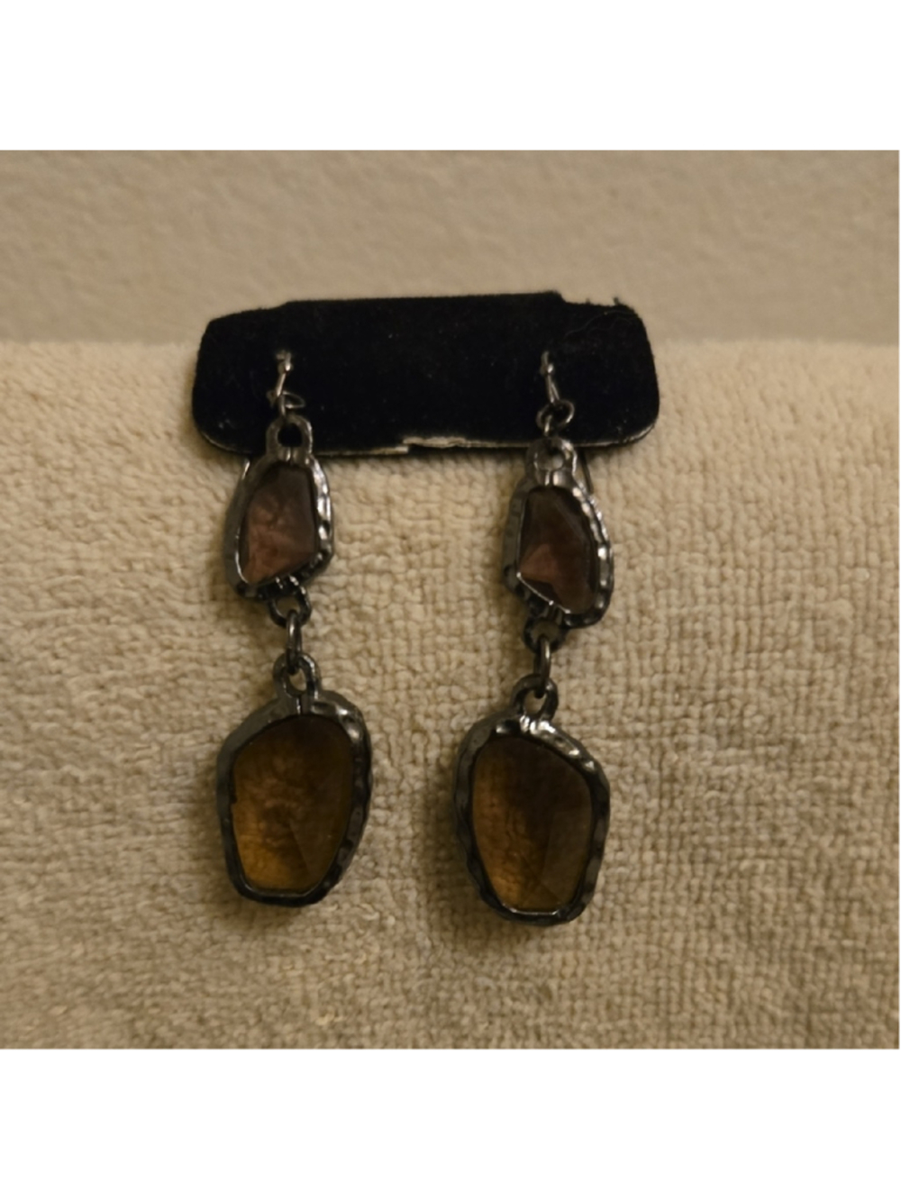 Vintage Amber Brown Dangle Earrings